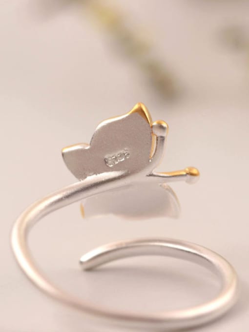 Christian Two Color Plated Butterfly Opening Ring