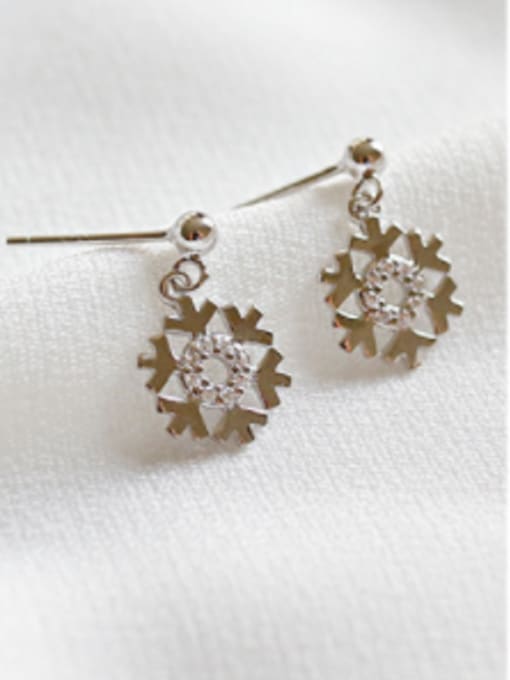 Arya Sterling silver fashion micro-inlaid snowflake zircon earrings