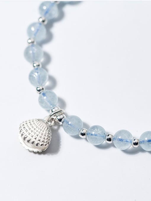 Tina Temperament Blue Shell Shaped Crystal S925 Silver Bead Bracelet