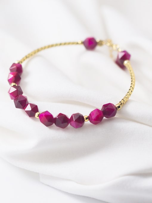 Tina Rosy red special-shaped stone gold plated Korean style sweet beads bracelet