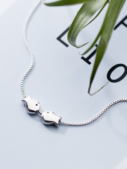 Tina Lovely Double Fish Shaped S925 Silver Necklace