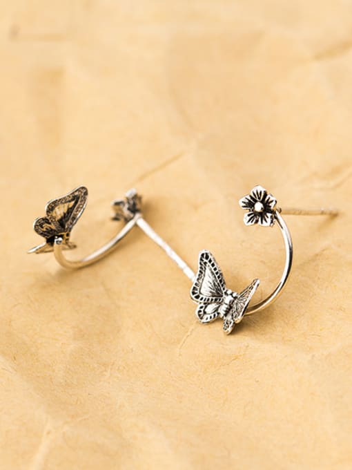 Tina Vintage Butterfly Shaped Thai Silver Stud Earrings