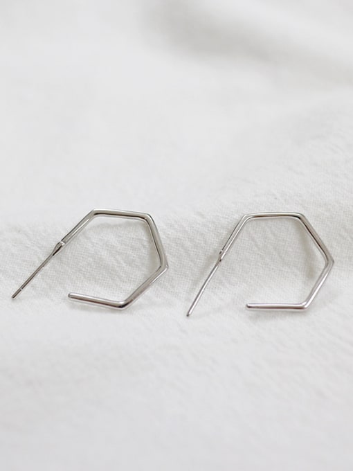 Arya Simple Hexagonal shaped Silver Stud Earrings