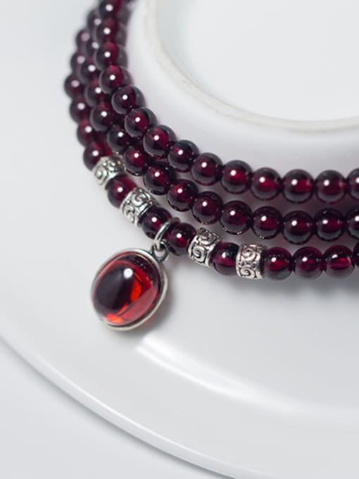 Tina Fashion Oval Shaped Garnet Multi Layer Beaded Bracelet