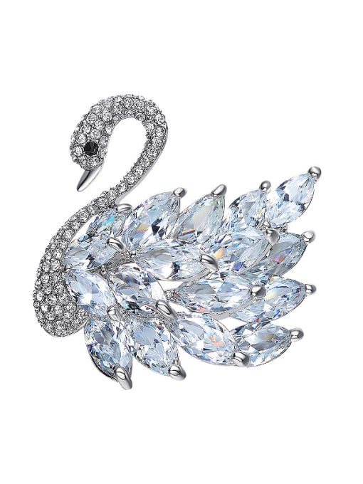 Maja Fashion Elegant Marquise Crystals Swan Brooch