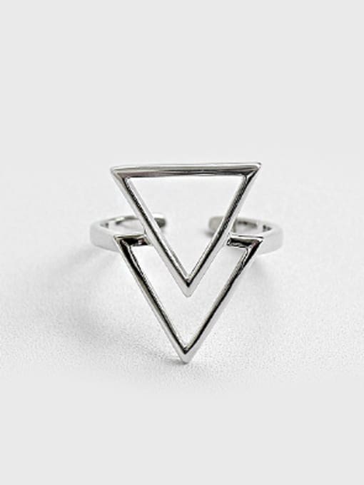 Arya Simple Double Hollow Triangle Silver Opening Ring