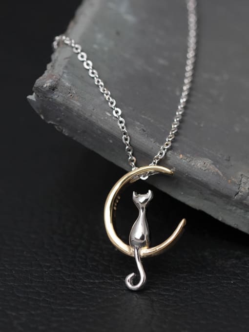 Christian Cute Moon Cat Clavicle Necklace