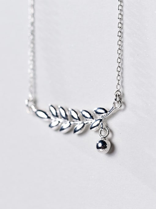 Tina Elegant Leaf Shaped Tiny Bead S925 Silver Necklace