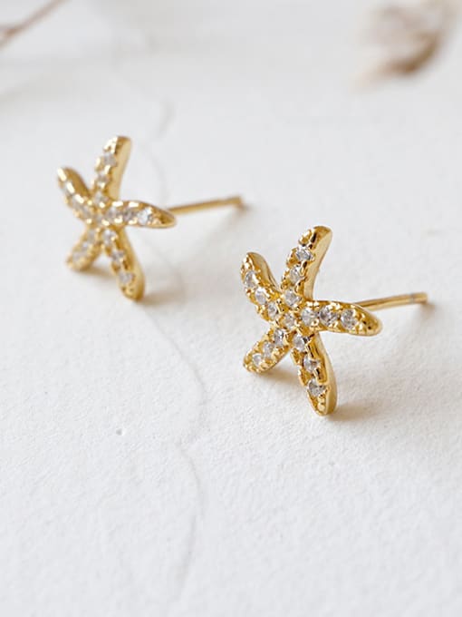 Arya Sterling silver minimalist micro-inlay zricon starfish earrings