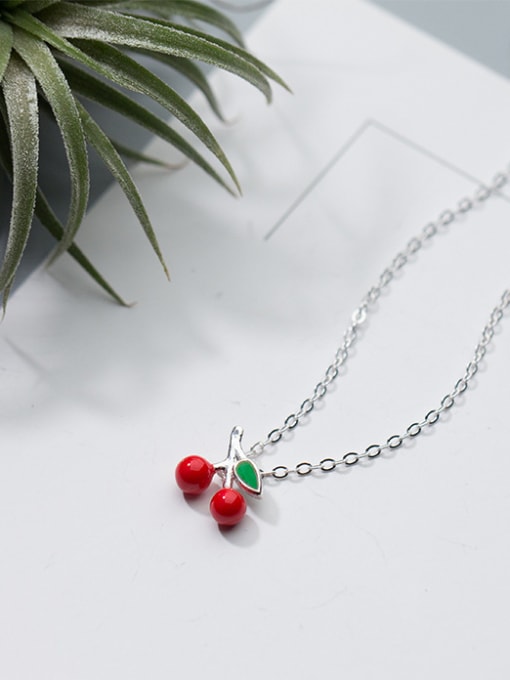 Tina Lovely Cherry Shaped S925 Silver Glue Necklace