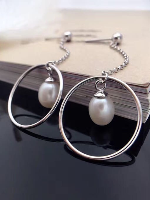 Evita Peroni Fashion Oblate Freshwater Pearl Loop drop earring