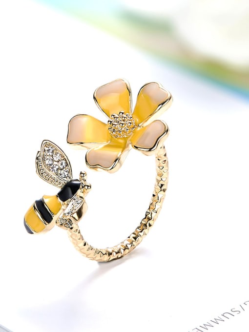 Maja Personalized Little Bee Flower 925 Silver Opening Ring