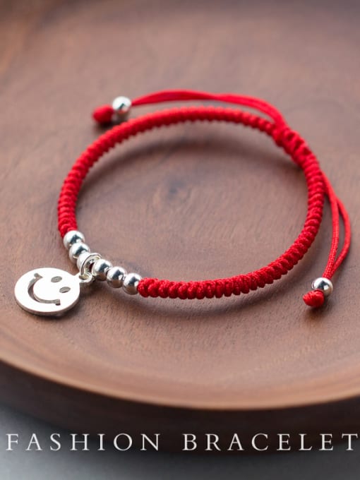 Tina sterling silver smile woven red thread bracelet