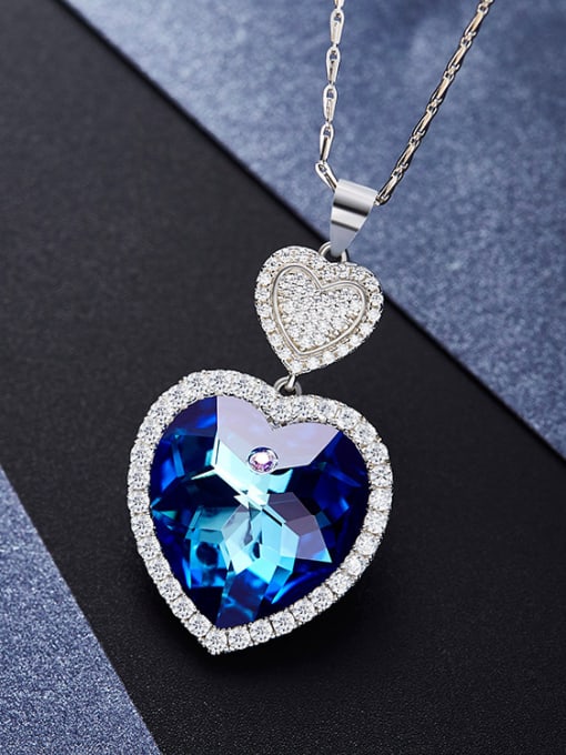 Maja Swarovski Crystals Double Heart Shaped Necklace