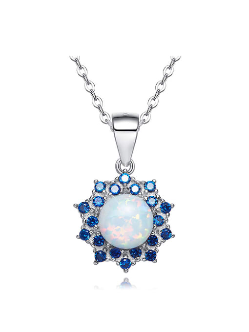 Maja Fashion Opal stone Cubic Zirconias 925 Silver Flowery Pendant