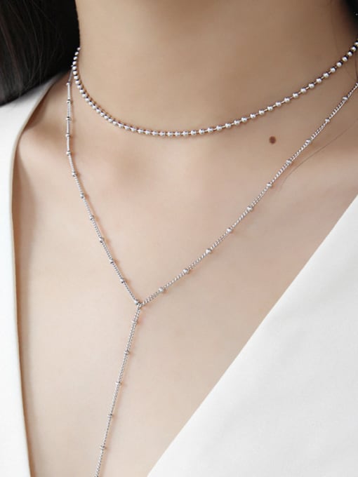 Arya Simple silver chain chain Long Necklace