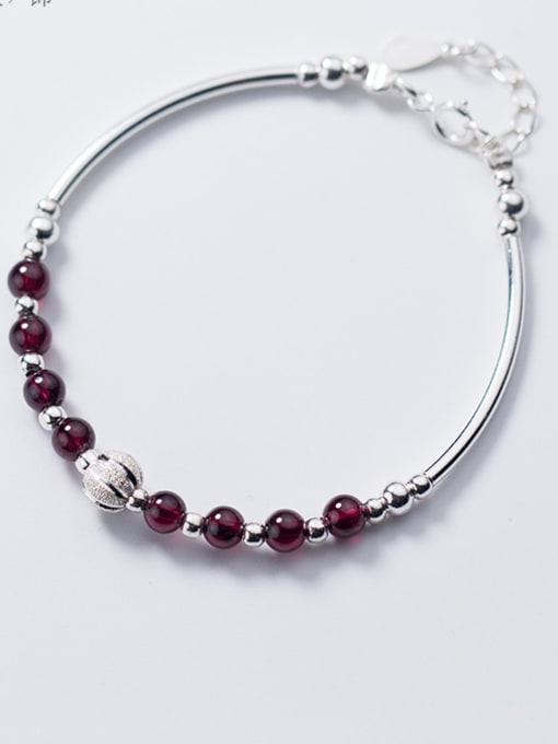 Tina Simple garnet 925 silver bracelet