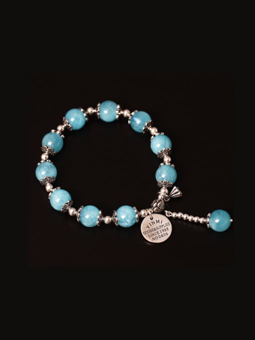 Christian Handmade Lotus Aquamarine Crystal Bracelets