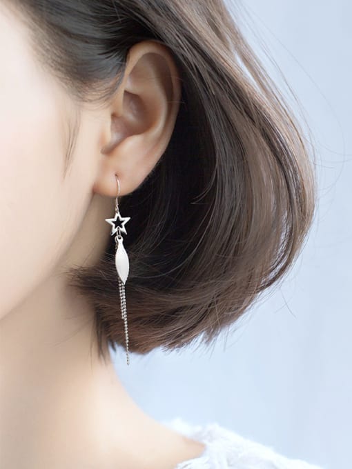 Tina Women Elegant Star Shaped Tassels S925 Silver Drop Earrings