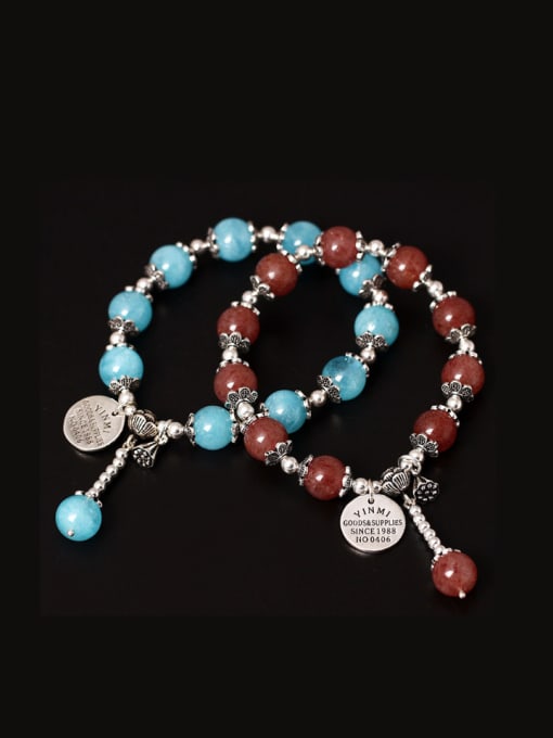 Christian Handmade Lotus Aquamarine Crystal Bracelets