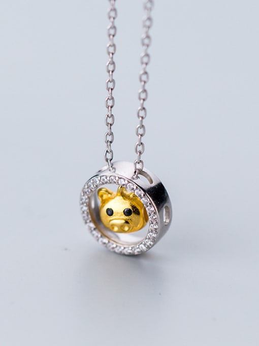 Tina 925 Sterling Silver With Cubic Zirconia cute pig Necklaces