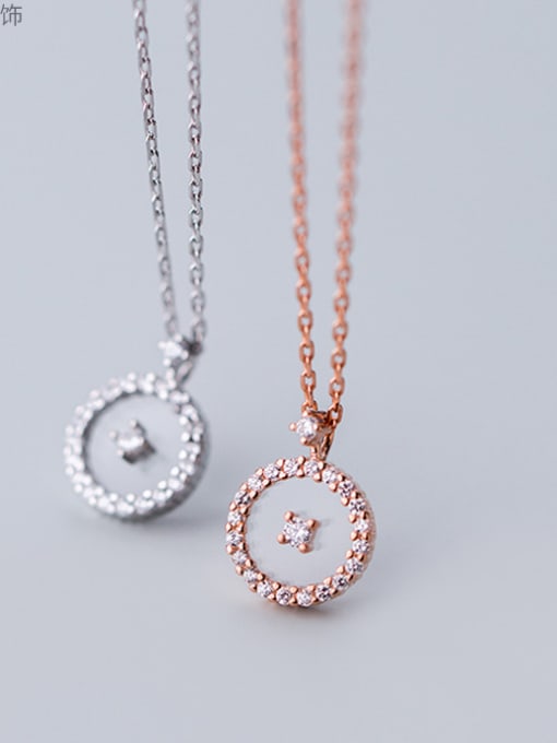 Tina 925 Sterling Silver Delicate Round Cubic Zirconia Necklaces