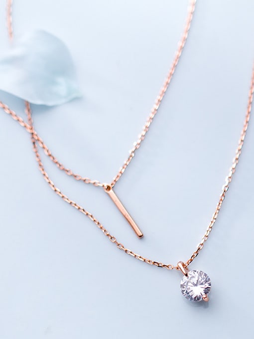 Tina 925 Sterling Silver With 18k Rose Gold Plated Delicate Round Multi Strand Necklaces