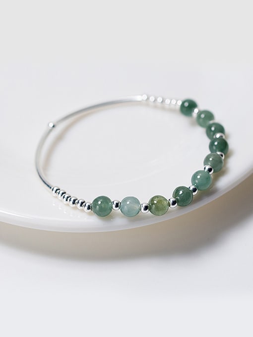 Tina Elegant Green Crystal S925 Silver Band Bracelet