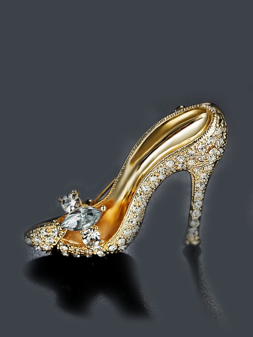 Chris Gold Plated High-heeled Shoes Brooch