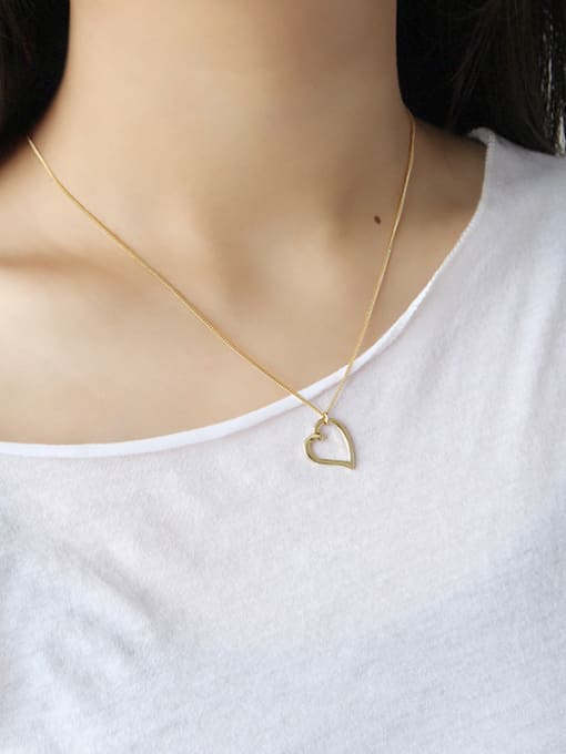 Arya Sterling silver  simple  hollow love  heart necklace