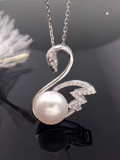 Evita Peroni Freshwater Pearl Zircon Swan Pendant