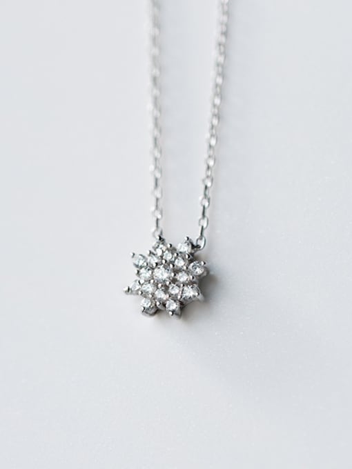 Tina Elegant Snowflake Shaped Rhinestones S925 Silver Necklace