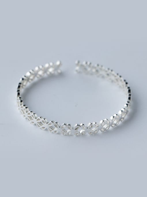 Tina Elegant Hollow Flower Shaped S925 Silver Bangle