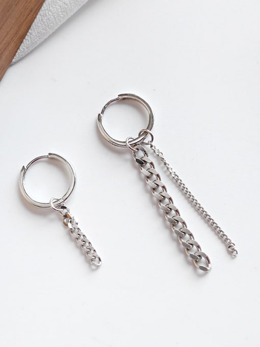 Arya 925 Sterling Silver Trendy Chain asymmetric Drop Earrings