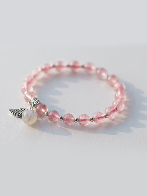 Tina Fresh Pink Leaf Shaped Crystal S925 Silver Bracelet