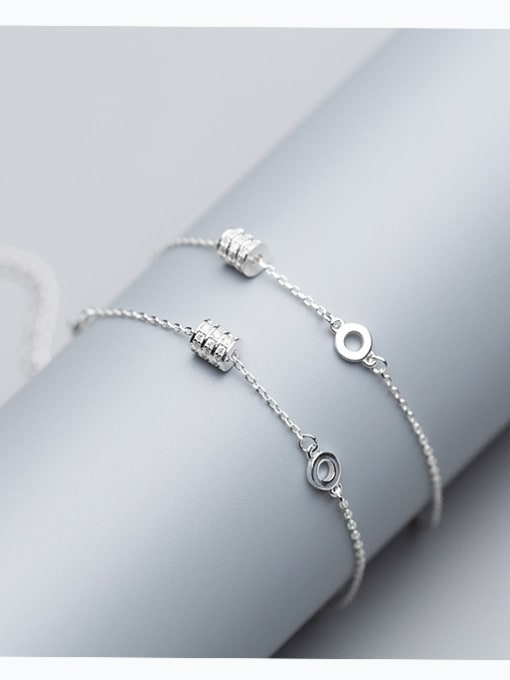 Tina S925 silver bracelet female wind fashion personality elliptical Bracelet temperament pierced circle hand S2449