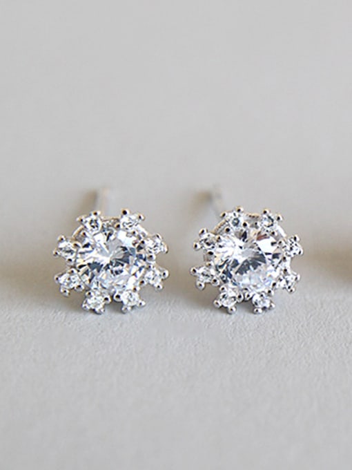 Arya Sterling Silver simple and versatile micro-inlaid zircon flower earrings