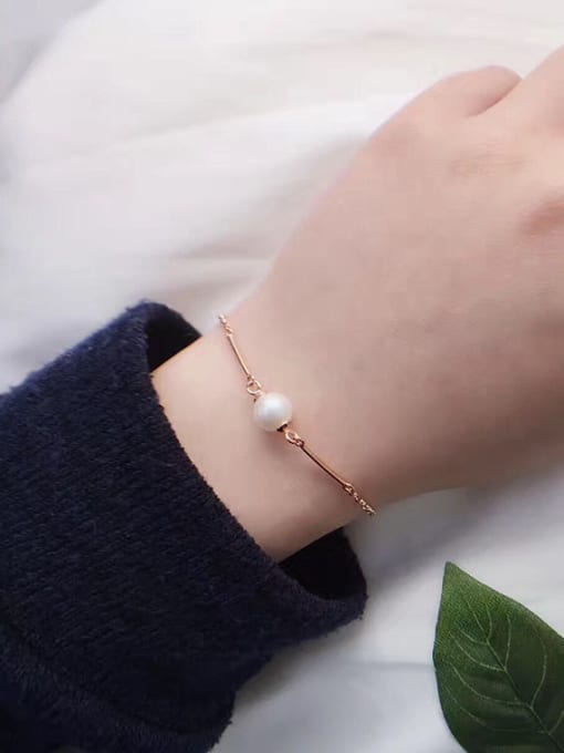 Evita Peroni Rose Gold Plated Freshwater Pearl Bracelet