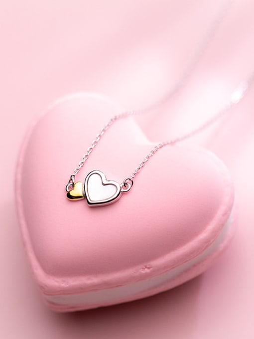 Tina S925 Silver Necklace Pendant, female fashion, sweet love necklace, temperament, heart and soul, clavicle chain D4294