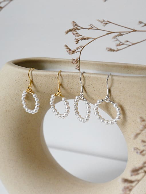 Arya Sterling silver simple imitation pearl earrings