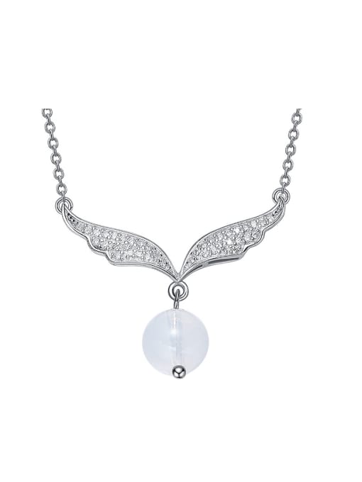 Maja Fashion White Crystal Bead Zircon Silver Necklace