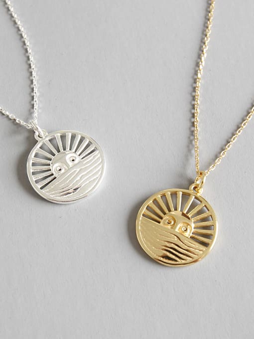 Arya Sterling silver personality versatile sun round necklace