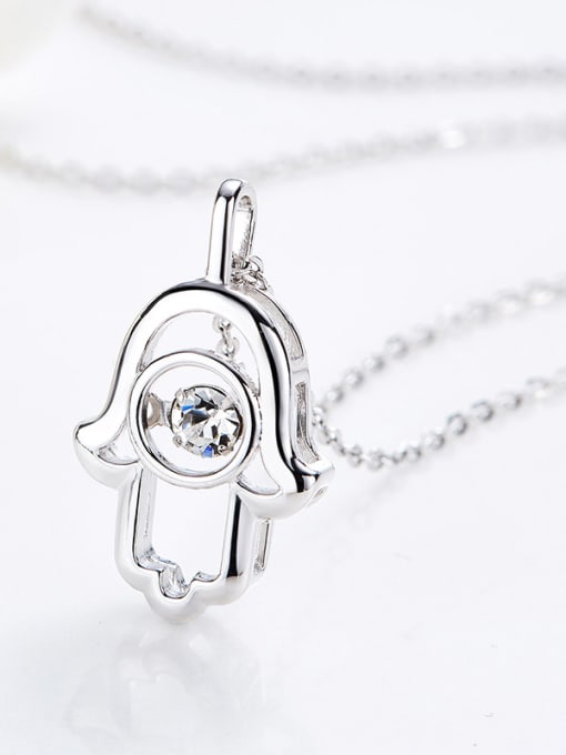 Maja Simple Hollow God's Hand Rotational Zircon 925 Silver Pendant