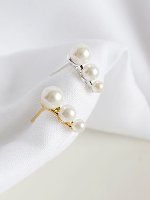 Arya 925 Sterling Silver Imitation Pearl Trendy Stud Earrings