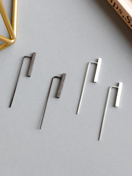 Arya Sterling silver  minimal brush  geometry earrings