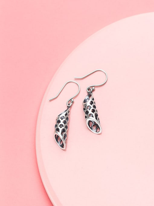 Tina Vintage Holow Geometric Shaped S925 Silver Drop Earrings