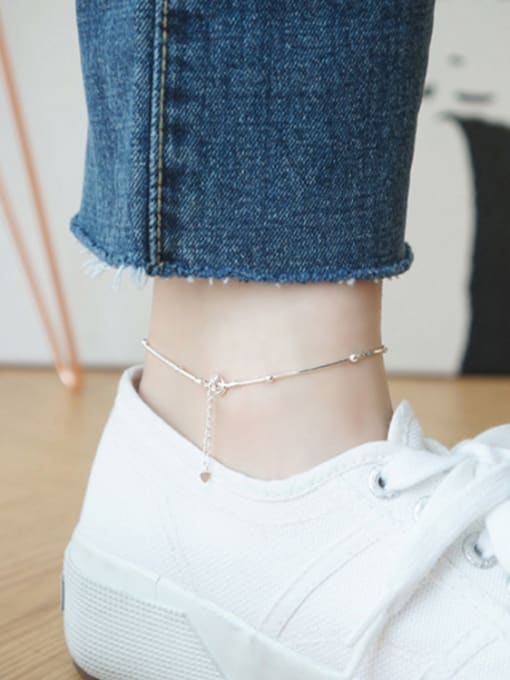 Arya Simple Tiny Beads Silver Women Anklet