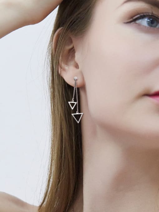 Maja Simple Hollow Triangles 925 Silver Stud Earrings