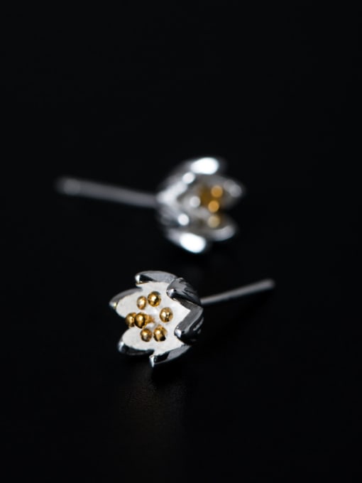 Christian Retro style Tiny Flower 925 Silver Stud Earrings