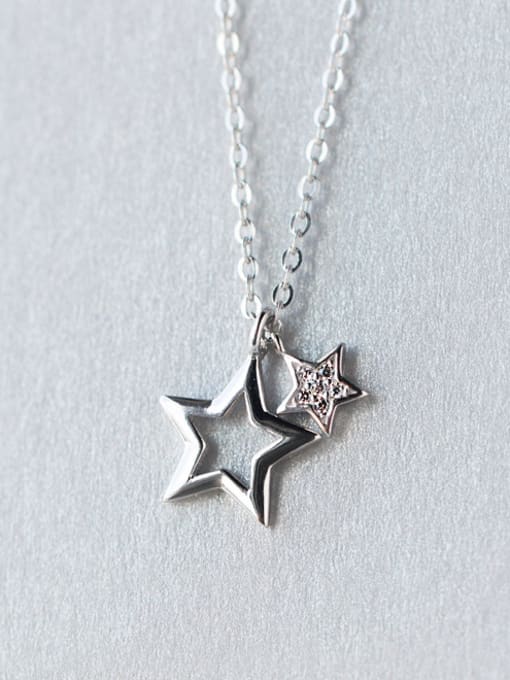 Tina Trendy Star Shaped S925 Silver Rhinestone Necklace